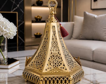 Moroccan Handmade Brass Serving Dish with Lid – maroccan tagine – Luxury Gold Tagine for Dates & Nuts – Decorative Tray Home Decor