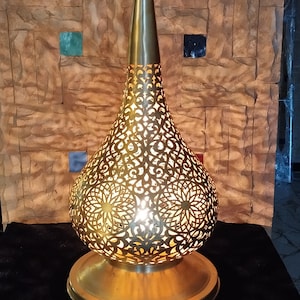 Moroccan Table Lamp – Stained Glass Boho Lighting, Handcrafted Moroccan Decor, Unique Accent Light for Bedroom, Living Room or Office