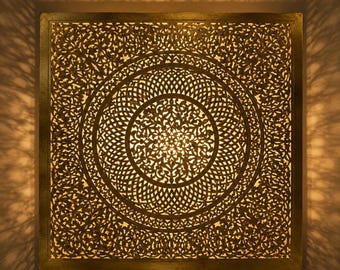 Handmade Moroccan Brass Wall Sconce | Islamic Wall Lamp | Oriental Brass Lantern | Arabic Wall Light | Luxury Moroccan Decor