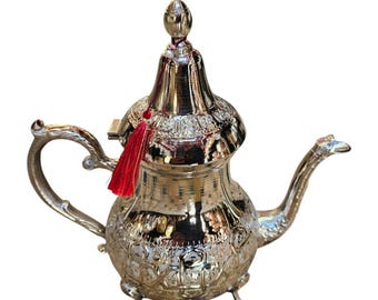 Handmade Moroccan Silver Teapot – Authentic Artisan Crafted Tea Pot for Moroccan Tea Ceremony & Home Decor