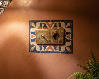 Handmade Moroccan Brass Light Switch & Socket Plate - Hand-Engraved Solid Brass Wall Plate - Luxury Artisan Home Decor - Vintage Boho Style