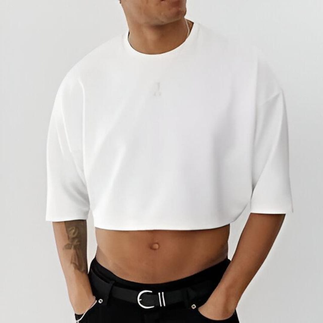 Unisex Crop Top White , Black Crop T-shirt , Crop Top for Men