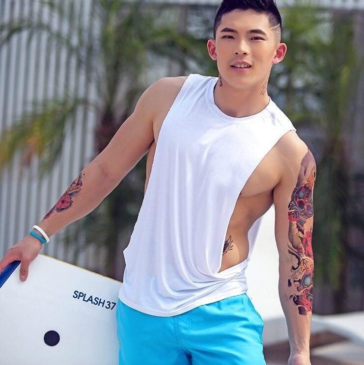 Unisex White Sleeveless T-shirt - Plain White T-shirt For Men-Women Sexy Split Sleeveless Style Sportwear Clothing Uniqe Tank-Top