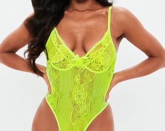Woman Sexy/Classy Fantasy Lingerie See Through Neon Green