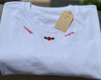Wonder Mama T-Shirt, personalisiertes T-Shirt, handbestickt