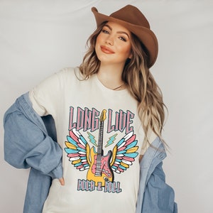 Long Live Rock and Roll シャツ、ロックンロール シャツ、ロックンロール シャツ、ロック ミュージック シャツ、ギター シャツ、彼女へのシャツ、彼女へのギフト