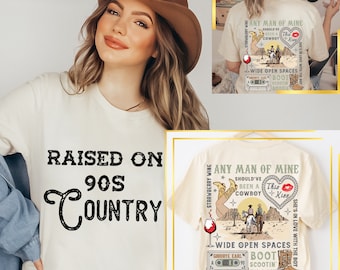 Aufgewachsen auf 90er Country Shirt, Country Songs, Country Shirt, Country Musik Shirt, 90er Country Musik Shirt, Geschenk für Sie