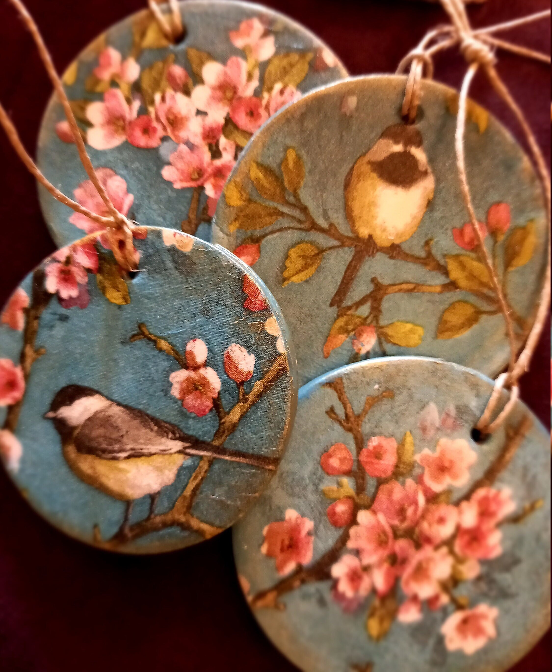 Lot de 12 Décorations, Décoration Noël, Decoration Sapin, Murale, Fleur Oiseau, Fait Main Pièce Uniq