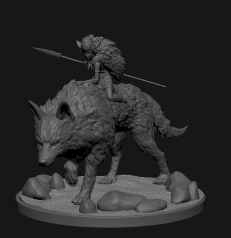 Princess Mononoke beutiful STL File 3D Print image 2