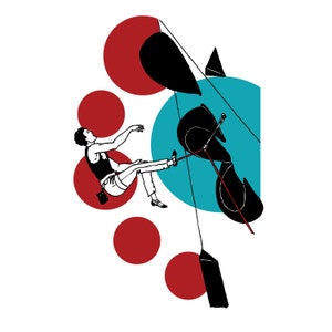 Bouldering print, Gift for climber, Indoor Climbing drawing, dessin d&#39;escalade, climbing art | FALL TO LEARN