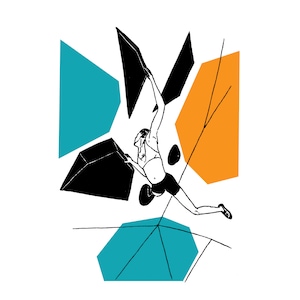 Bouldering print, Gift for climber, Gift for boulderer, Indoor Climbing drawing, dessin d&#39;escalade, climbing art | SWING CONTROL