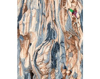 Tonsai climbing print, Gift for climber, rock climber drawing, Rock climbing print, outdoor climbing print | TONSAI CLIMBING