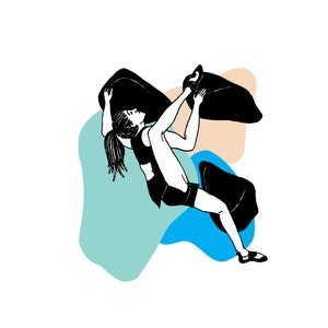 Bouldering print, Gift for climber, gift for boulderer, Indoor Climbing drawing, dessin d&#39;escalade, climbing art | EXTREME HEEL HOOK