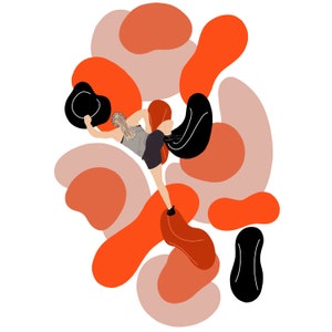 Bouldering print, Gift for climber, Indoor Climbing drawing, dessin d&#39;escalade, climbing art | SHAUNA and the RED HOLDS