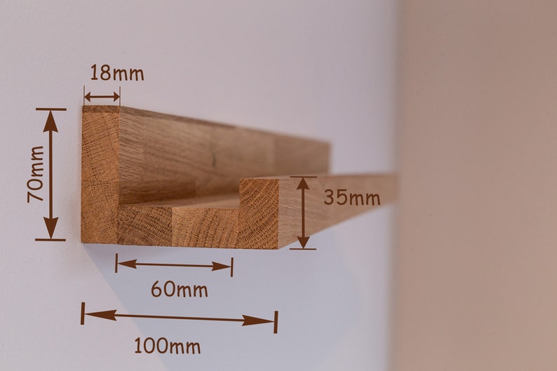 Wandboard Bilderleiste aus Eiche, Wandregal, Fotoleiste, Ablage für Nagellack, Öle oder Cremes Bild 10