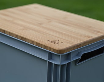 Couvercle en bois adapté aux Eurobox | 400x300mm | 18 mm d'épaisseur | Accessoires de camping et festivals | Camping tempête de sable®