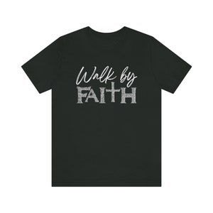 Walk By Faith tee short sleeve Cute T-Shirt Unisex Jersey Short Sleeve Tee , Multiple Colors , Dark Heather Gray, Gift inspiration Christian