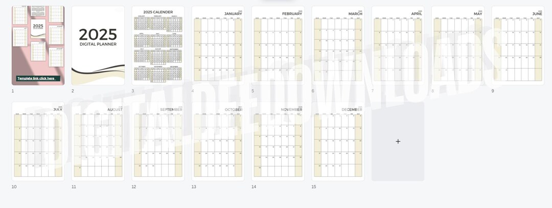 2025 Dated Year Planner Fully Editable Canva Template Monthly & Yearly ...