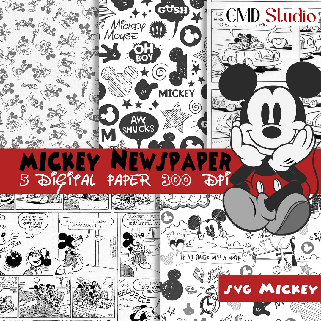 Mickey Gray Grid, Disney Scrapbook paper, 12x12 (Disney & Trends