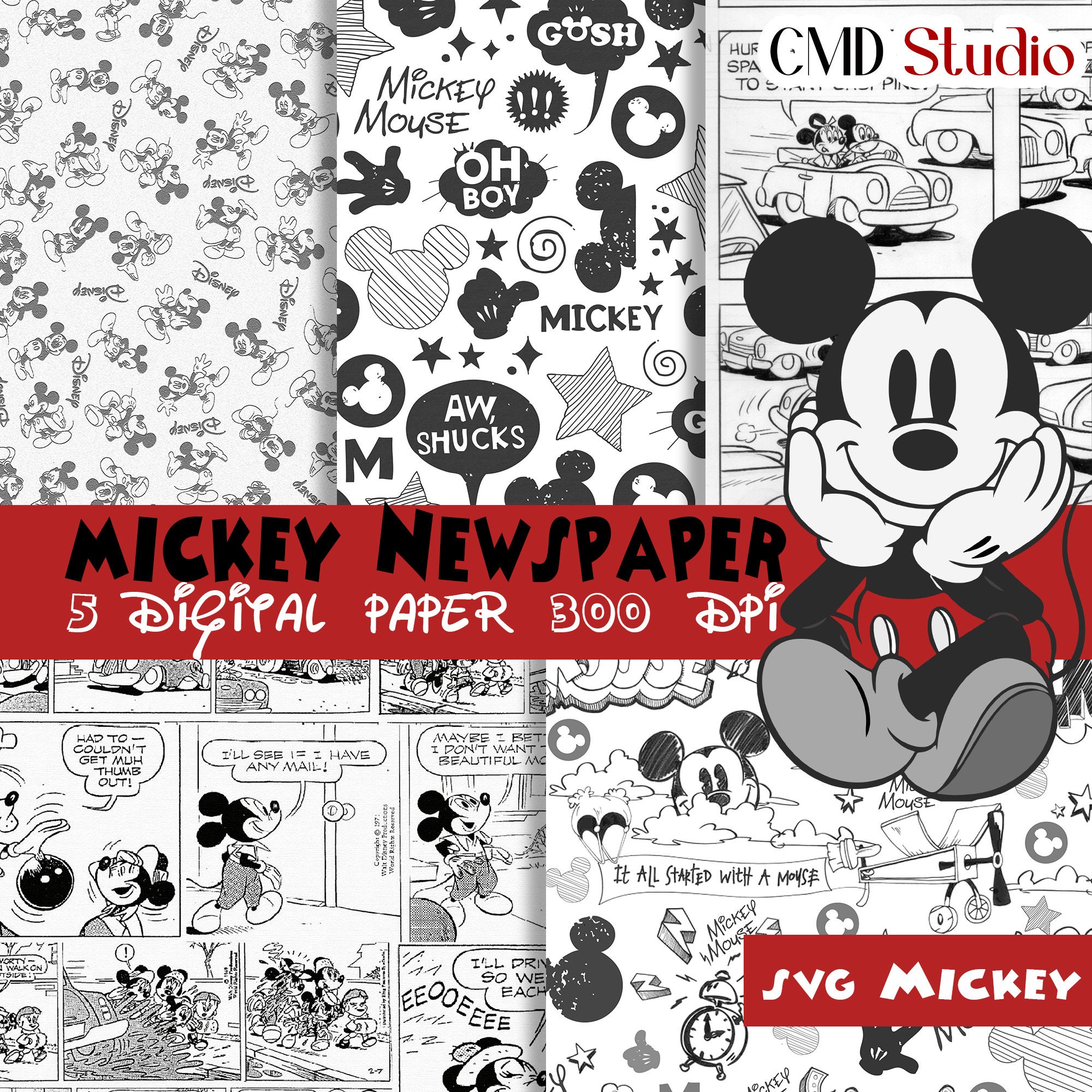 Disney Single-Sided Paper 12x12 Mickey Looks Like Snow