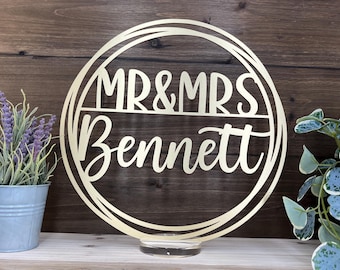 Mr Mrs Wedding Centerpieces, Personalized Party Decorations, Custom Name Head Table, Bride and Groom Last Name Sign, Sweetheart Table Decor