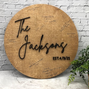 Personalized Wooden Wedding Guestbook Sign Sustainable - Welcome Sign - Layered Wood Wedding Guest Book - Family Wood Sign - AA26-1