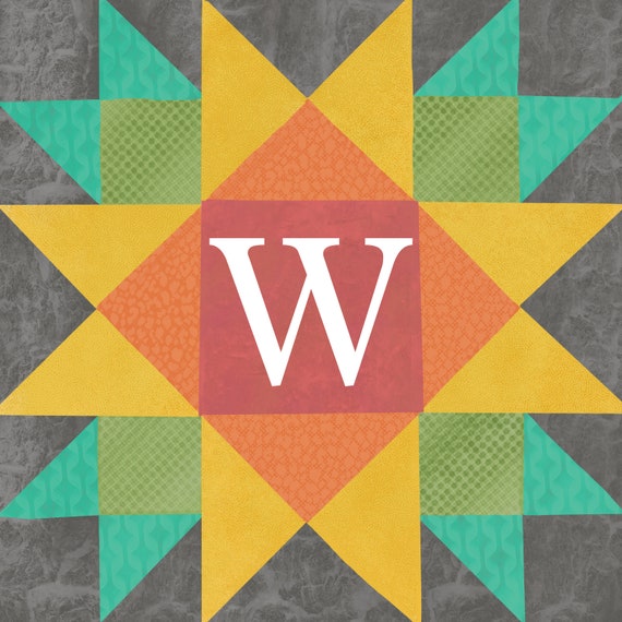 Bright Barn Quilt - Your Family Initial With UV Film on Corrugated Plastic Core OR  Weather Proof Sticker for RV's | AA40-1 | Chattanooga
