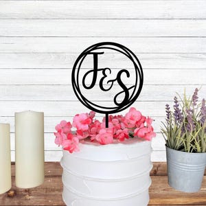 Beautiful Couple Initials Cake Topper, Wedding Cake Decoration. Personalized Bride Groom Engagement Party