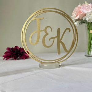 Engagement Party Sign: Acrylic Couples Initials Table Decor - Not Cheap Cardboard. CW1019-2