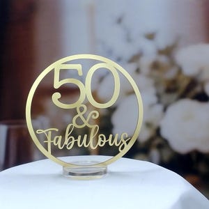 50th Birthday Centerpiece: Acrylic - Customizable Table Sign - Gold, Silver, Black, White