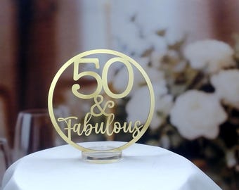 50th Birthday Centerpiece: Acrylic - Customizable Table Sign - Gold, Silver, Black, White