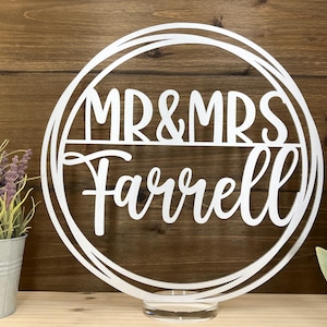 Mr Mrs Wedding Centerpieces, Personalized Party Decorations, Custom Name Head Table, Bride and Groom Last Name Sign, Sweetheart Table Decor