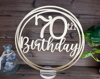 Happy Birthday Table Centerpieces, 60 50 70 90 Birthday Milestone Celebration, Rustic Party Decorations, Custom Any Age Photo Prop Idea