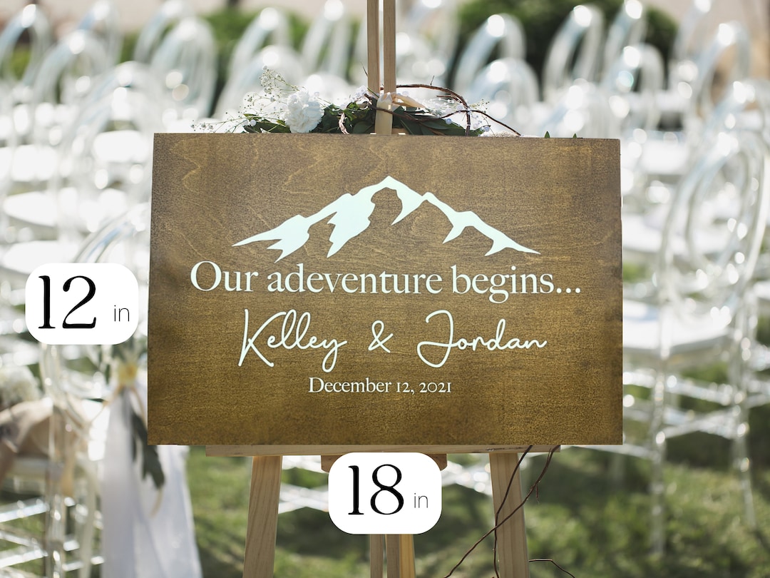 Wooden Wedding Welcome Sign Mountain Decor. Big Poly-sealed Long