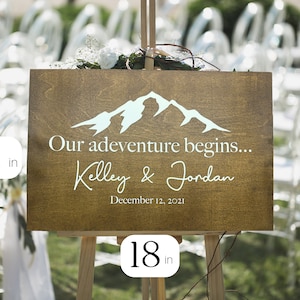 Wooden Wedding Welcome Sign Mountain Decor. Big Poly-Sealed Long Lasting Sign.  Rustic Established Sign, Ships Fast AA20-1b