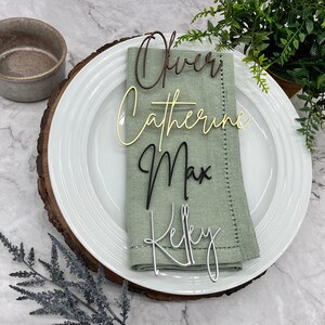Place Setting Names for Wedding Party Formal Dinner Elegant Custom ...