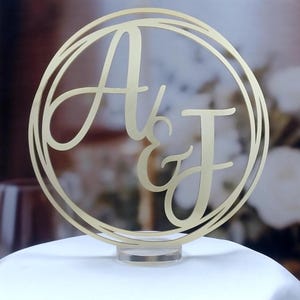 Couples Initials Sign: Gold Acrylic Centerpiece - Wedding Party Decor Not Cheap Cardboard - CW1019