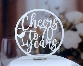 Letrero para mesa de cumpleaños número 70: Centro de mesa de acrílico - Dorado, plateado, negro, blanco - Cualquier año