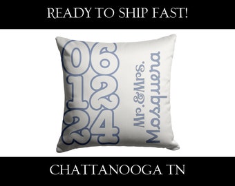 Wedding Date Pillow, Personalized 1st Anniversary LARGE Pillow Gift, Bride Party AA73 Chattanooga TN