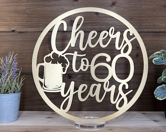 Cheers to Years Beer Centerpieces, Surprise 50th Birthday Party, Fun Adult Milestone Celebration Reunion Retirement, Rustic Acrylic Decor