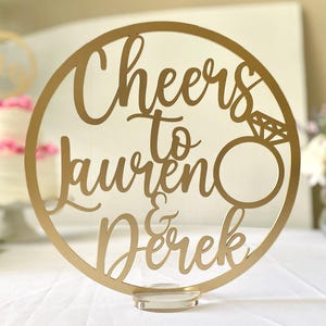 Engagement Party Couples gift Names, Table Decor Centerpiece, Acrylic Not Cheap Cardboard. Diamond Ring Decor Chattanooga CW1019a