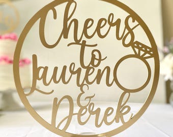 Engagement Party Couples gift Names, Table Decor Centerpiece, Acrylic Not Cheap Cardboard. Diamond Ring Decor Chattanooga CW1019a