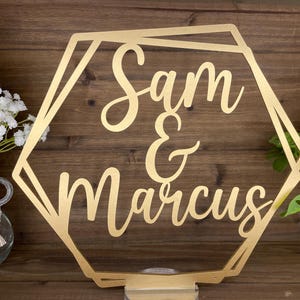 Engagement Couples Initials, Double Hexagon Table Decor Centerpiece, Acrylic Not Cheap Cardboard. Made in Chattanooga CW1032