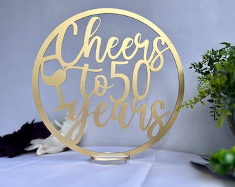 Anniversary Centerpiece Table Sign. Sturdy Wood not Cardboard - Any Words - Wedding, Retirement, Reunion Party | AA23-1 | Chattanooga