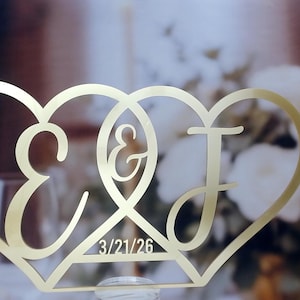 BIG Engagement Party Sign Couples Initials, Double Hearts, Table Decor Centerpiece, Wood, Not Cheap Cardboard. 11 x 17in Chattanooga CW1019B