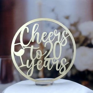 20 years Centerpiece Anniversary Cheers Table Sign. Acrylic Any  Number