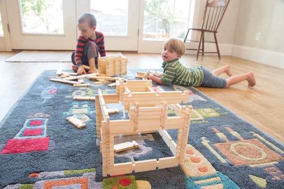 Freedom Logs Montessori Building Blocks Linking Logs for STEM Learning  Handmade Natural Wooden Finish Children Educational Toy Preschool 