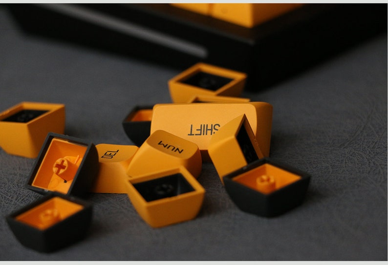 Black and Gold Keycaps CSA Profile PBT Plastic 149 Keycaps set image 9