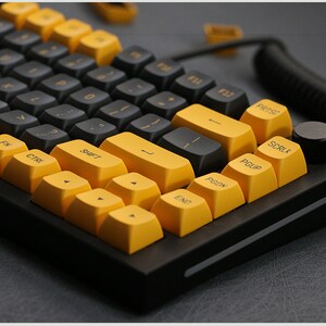 Black and Gold Keycaps CSA Profile PBT Plastic 149 Keycaps set image 8