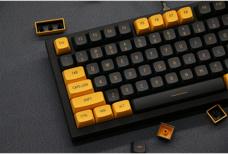 Black and Gold Keycaps CSA Profile PBT Plastic 149 Keycaps set image 6